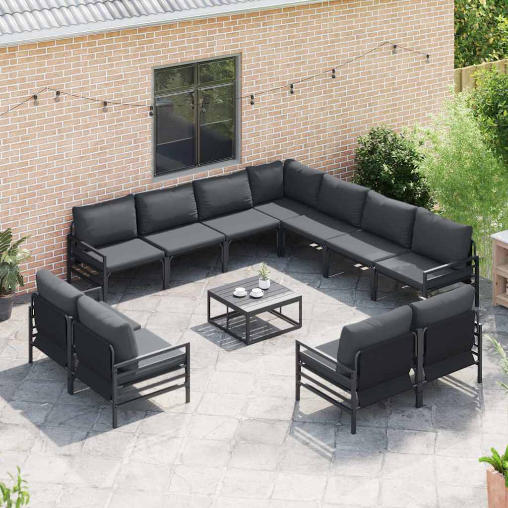 vidaXL Gartensofa-set mit Kissen 11 pcs Schwarz Stahl