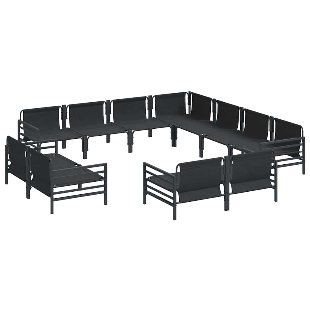 vidaXL Gartensofa-set mit Kissen 11 pcs Schwarz Stahl