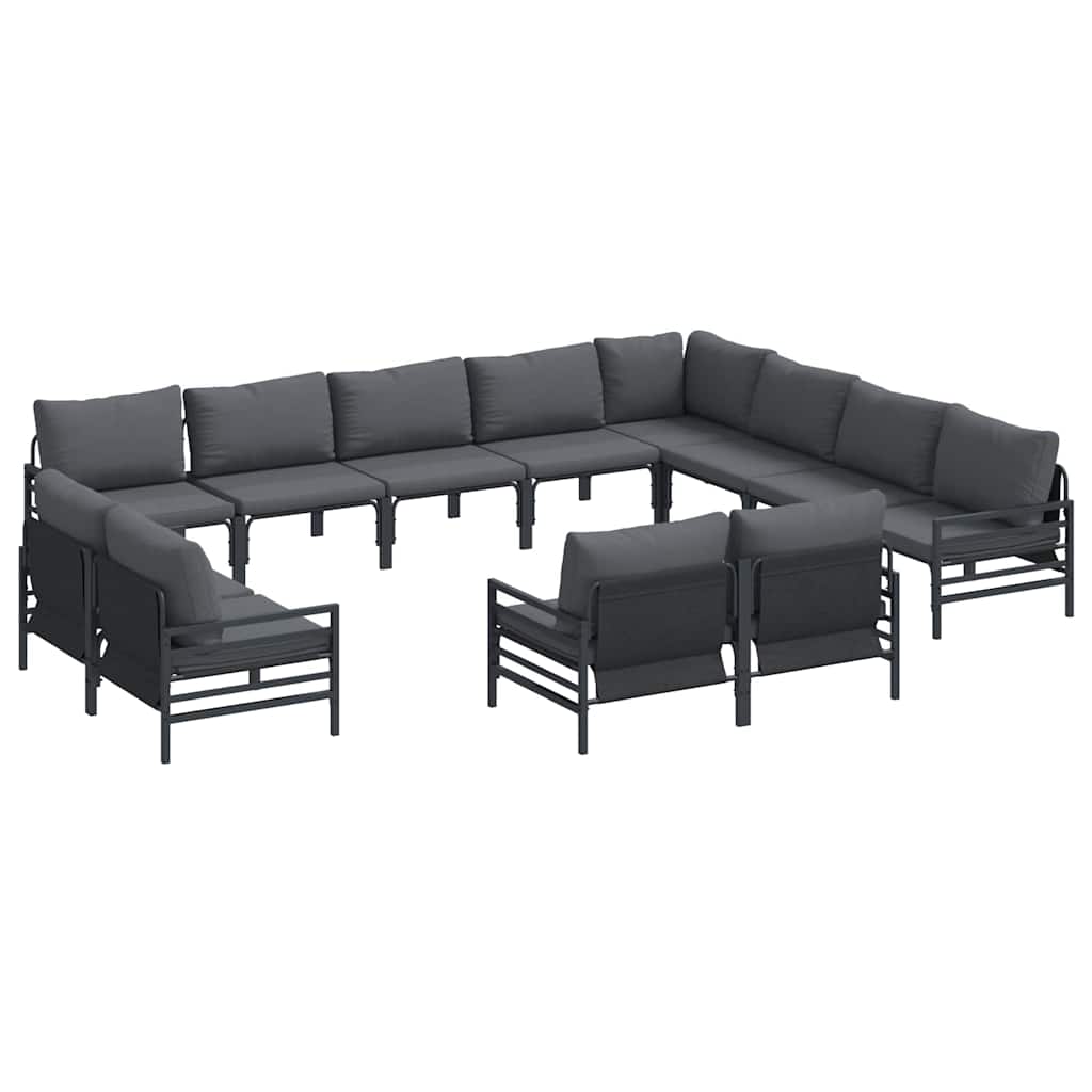 vidaXL Gartensofa-set mit Kissen 12 pcs Schwarz Stahl