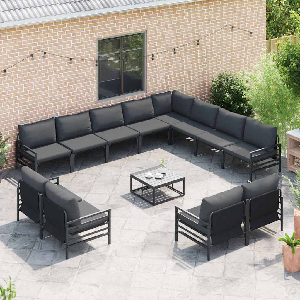 vidaXL Gartensofa-set mit Kissen 12 pcs Schwarz Stahl