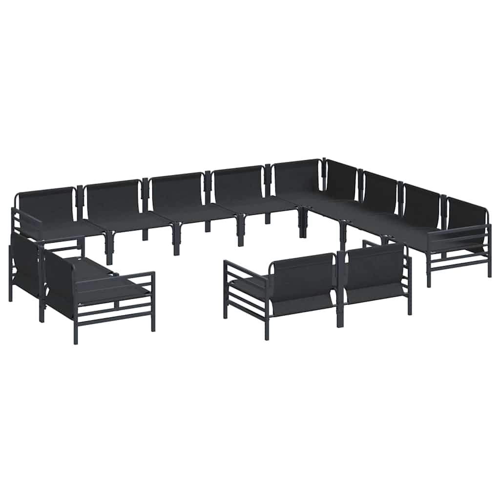 vidaXL Gartensofa-set mit Kissen 12 pcs Schwarz Stahl