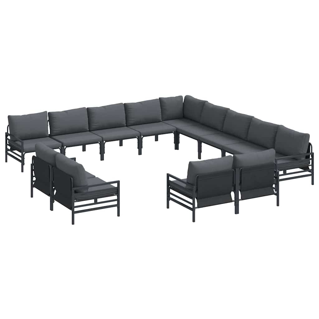 vidaXL Gartensofa-set mit Kissen 13 pcs Schwarz Stahl