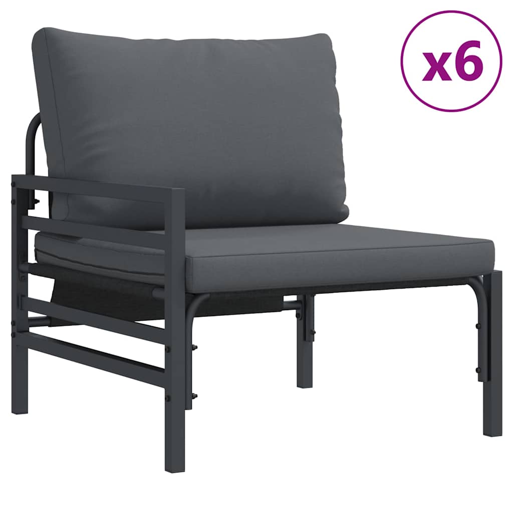 vidaXL Gartensofa-set mit Kissen 13 pcs Schwarz Stahl