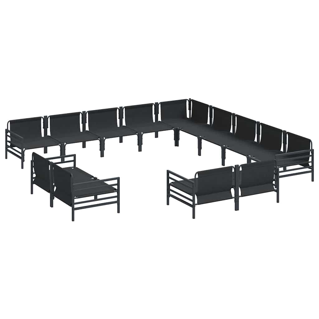 vidaXL Gartensofa-set mit Kissen 13 pcs Schwarz Stahl