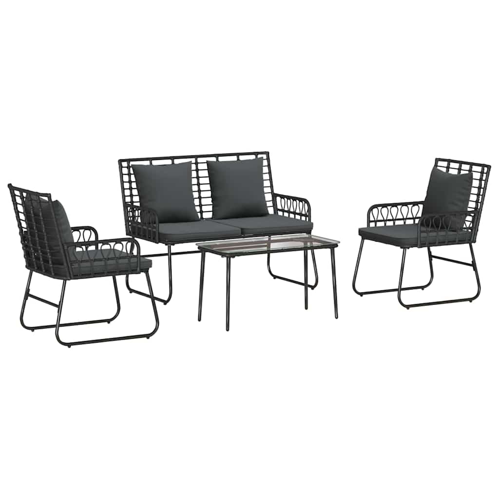 vidaXL Gartenmöbel Set 4 pcs Schwarz und Anthrazit Poly-Rattan