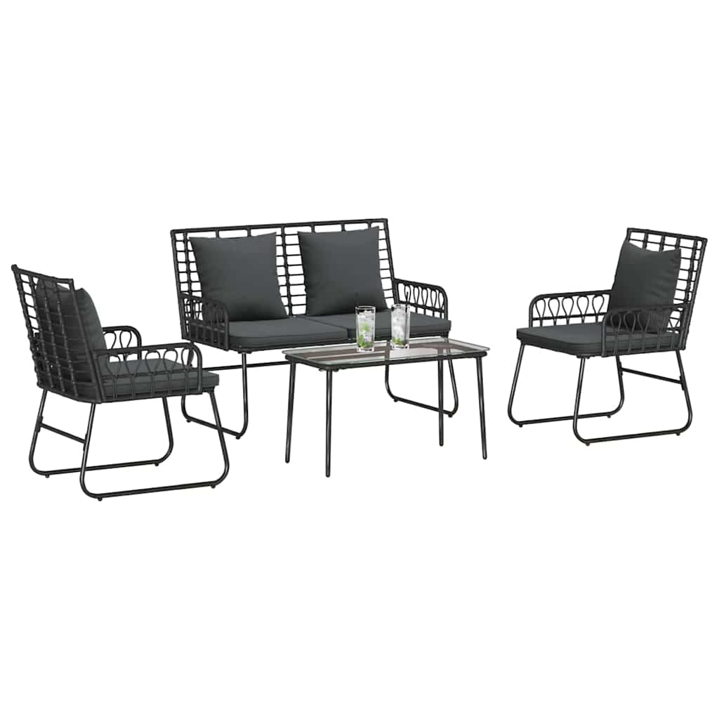 vidaXL Gartenmöbel Set 4 pcs Schwarz und Anthrazit Poly-Rattan