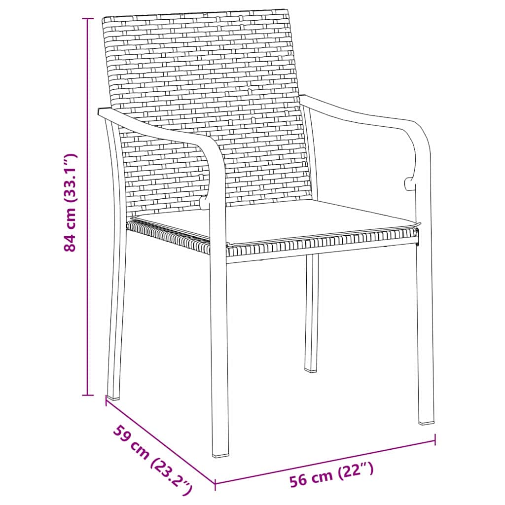 vidaXL Garten Essgruppe 3 pcs Braun und Schwarz PE-Rattan