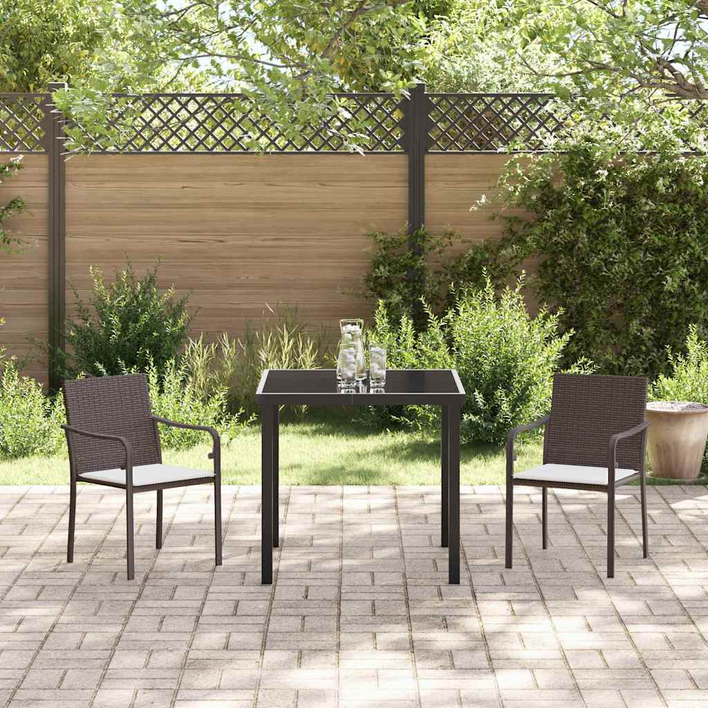 vidaXL Garten Essgruppe 3 pcs Braun und Schwarz PE-Rattan