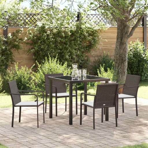 vidaXL Garten Essgruppe 3 pcs Braun und Schwarz PE-Rattan