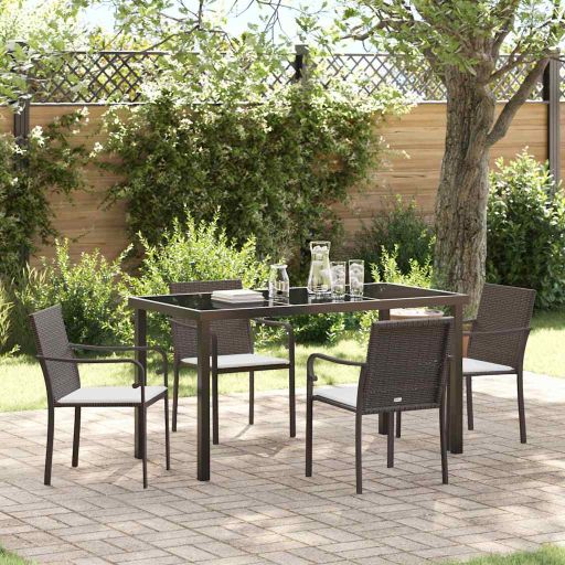 vidaXL Garten Essgruppe 3 pcs Braun und Schwarz PE-Rattan