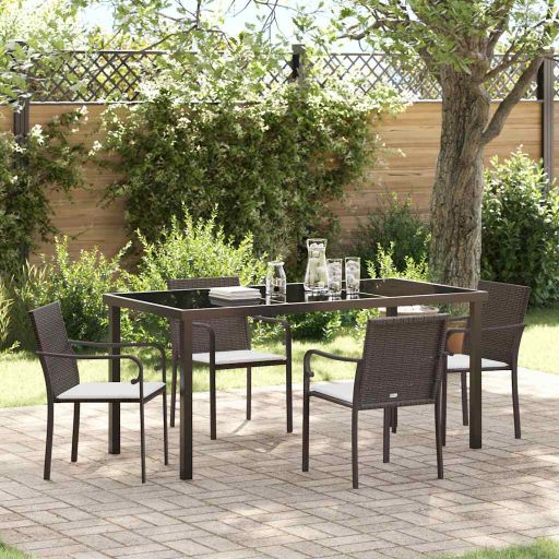 vidaXL Garten Essgruppe 3 pcs Braun und Schwarz PE-Rattan