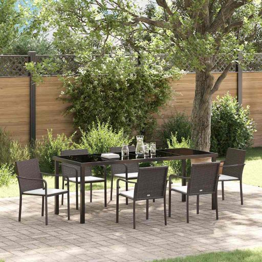 vidaXL Garten Essgruppe 3 pcs Braun und Schwarz PE-Rattan