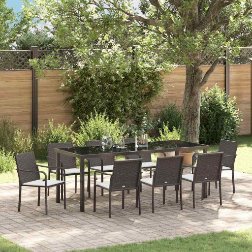 vidaXL Garten Essgruppe 3 pcs Braun und Schwarz PE-Rattan