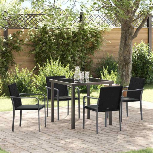vidaXL Garten Essgruppe 3 pcs Braun und Schwarz PE-Rattan