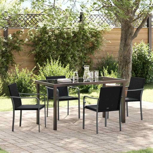 vidaXL Garten Essgruppe 3 pcs Braun und Schwarz PE-Rattan