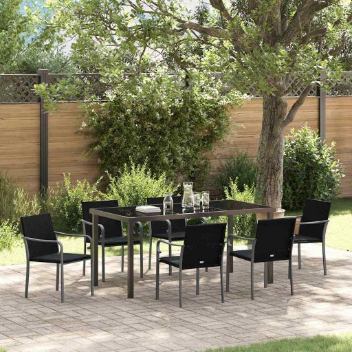 vidaXL Garten Essgruppe 3 pcs Braun und Schwarz PE-Rattan