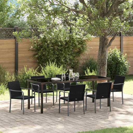 vidaXL Garten Essgruppe 3 pcs Braun und Schwarz PE-Rattan