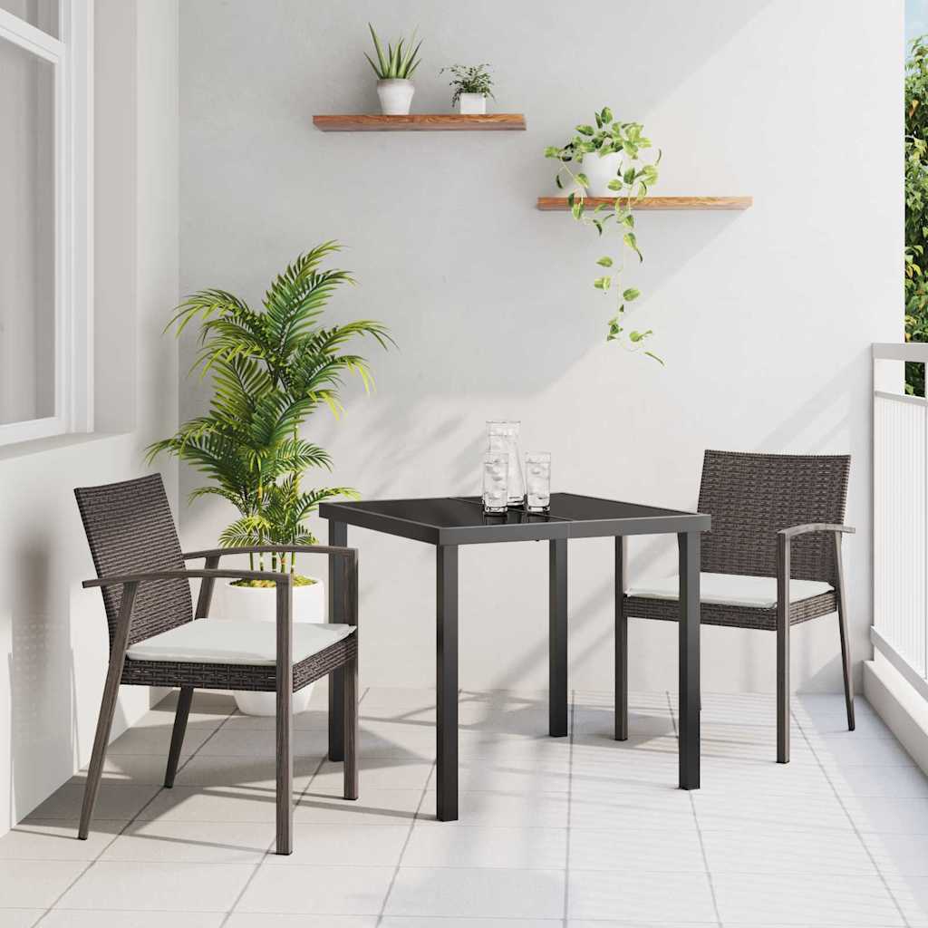 vidaXL Garten Essgruppe 3 pcs Braun und Schwarz PE-Rattan