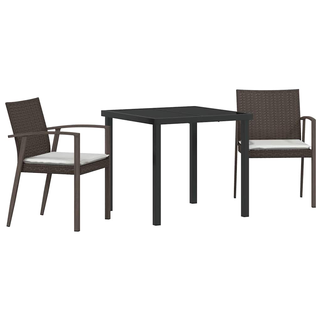 vidaXL Garten Essgruppe 3 pcs Braun und Schwarz PE-Rattan