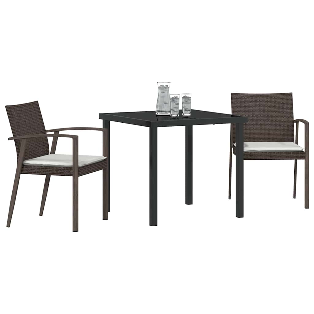 vidaXL Garten Essgruppe 3 pcs Braun und Schwarz PE-Rattan
