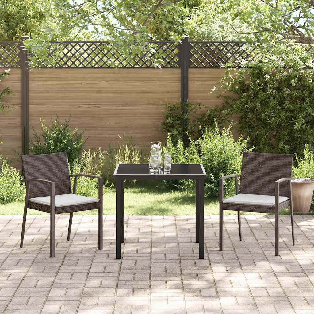 vidaXL Garten Essgruppe 3 pcs Braun und Schwarz PE-Rattan