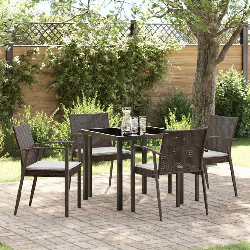 vidaXL Garten Essgruppe 3 pcs Braun und Schwarz PE-Rattan