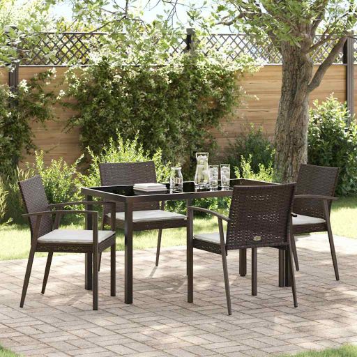 vidaXL Garten Essgruppe 3 pcs Braun und Schwarz PE-Rattan