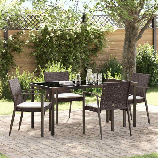 vidaXL Garten Essgruppe 3 pcs Braun und Schwarz PE-Rattan