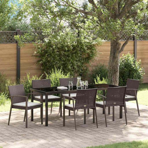 vidaXL Garten Essgruppe 3 pcs Braun und Schwarz PE-Rattan