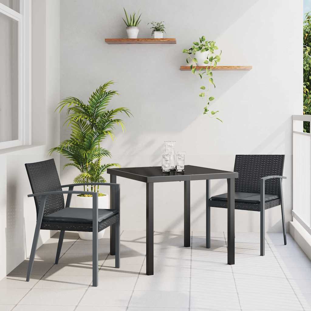 vidaXL Garten Essgruppe 3 pcs Braun und Schwarz PE-Rattan