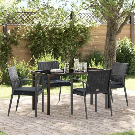vidaXL Garten Essgruppe 3 pcs Braun und Schwarz PE-Rattan