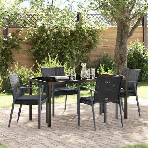 vidaXL Garten Essgruppe 3 pcs Braun und Schwarz PE-Rattan