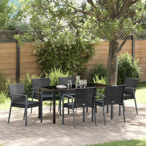 vidaXL Garten Essgruppe 3 pcs Braun und Schwarz PE-Rattan