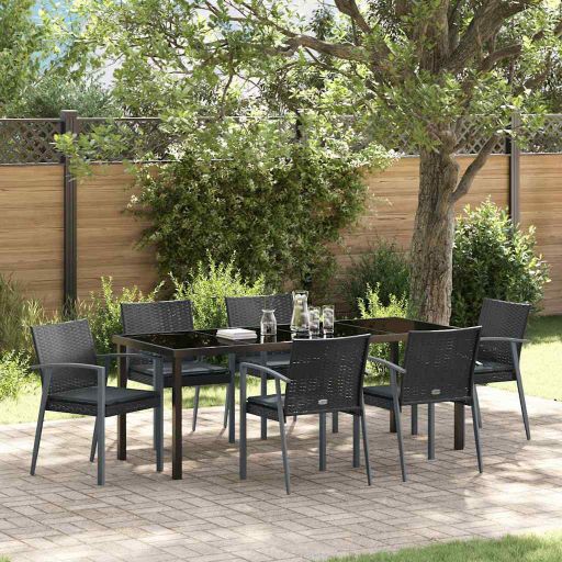 vidaXL Garten Essgruppe 3 pcs Braun und Schwarz PE-Rattan