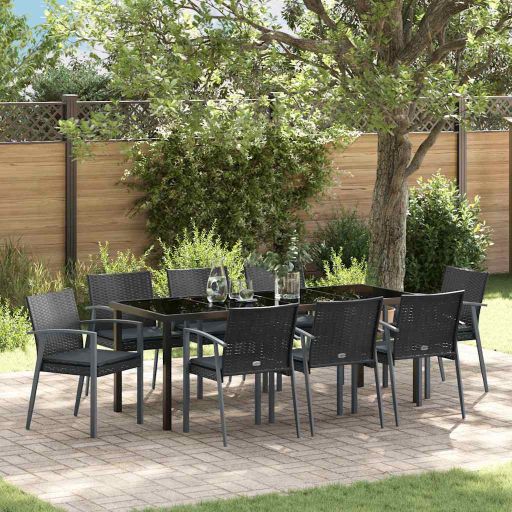 vidaXL Garten Essgruppe 3 pcs Braun und Schwarz PE-Rattan