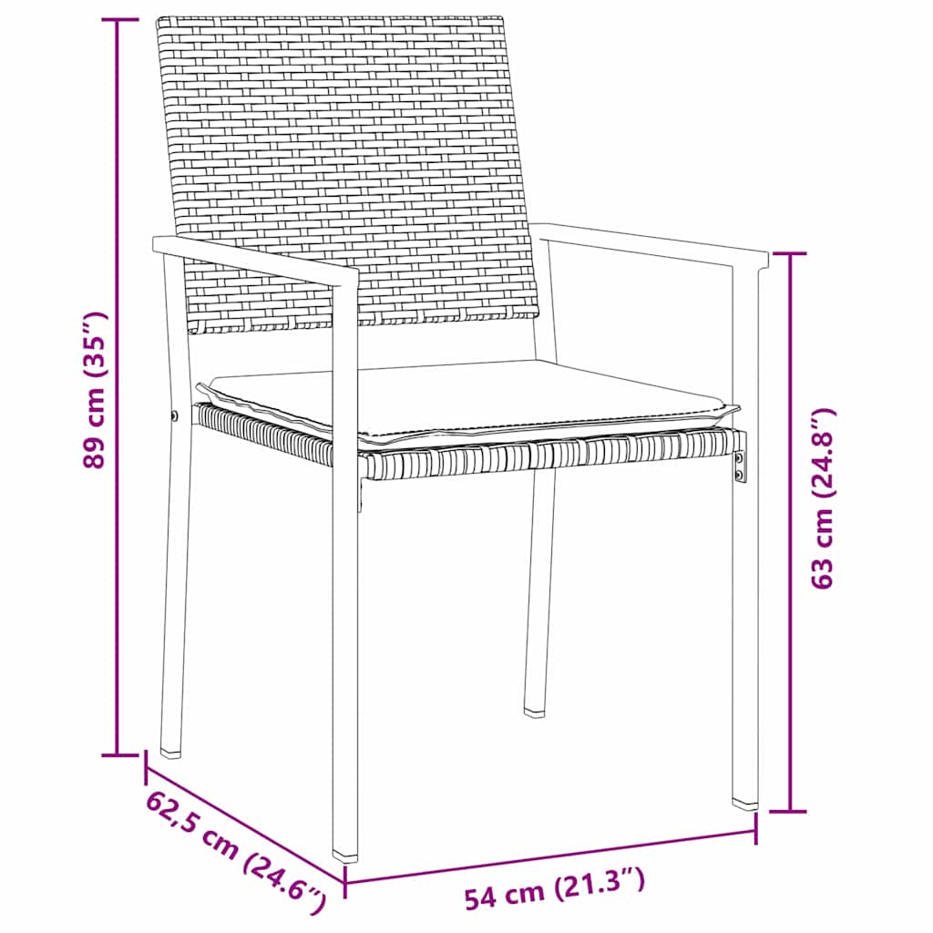 vidaXL Garten Essgruppe 3 pcs Schwarz Poly Rattan