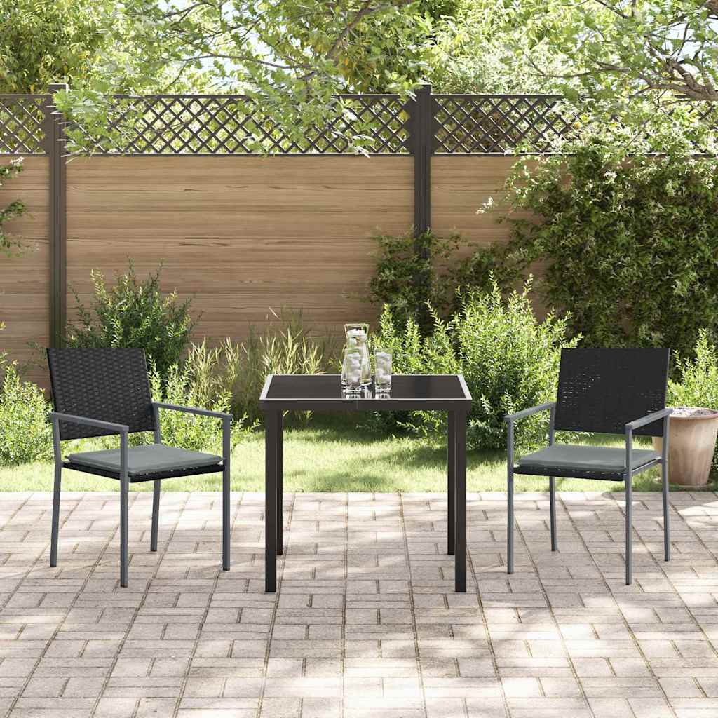 vidaXL Garten Essgruppe 3 pcs Schwarz Poly Rattan