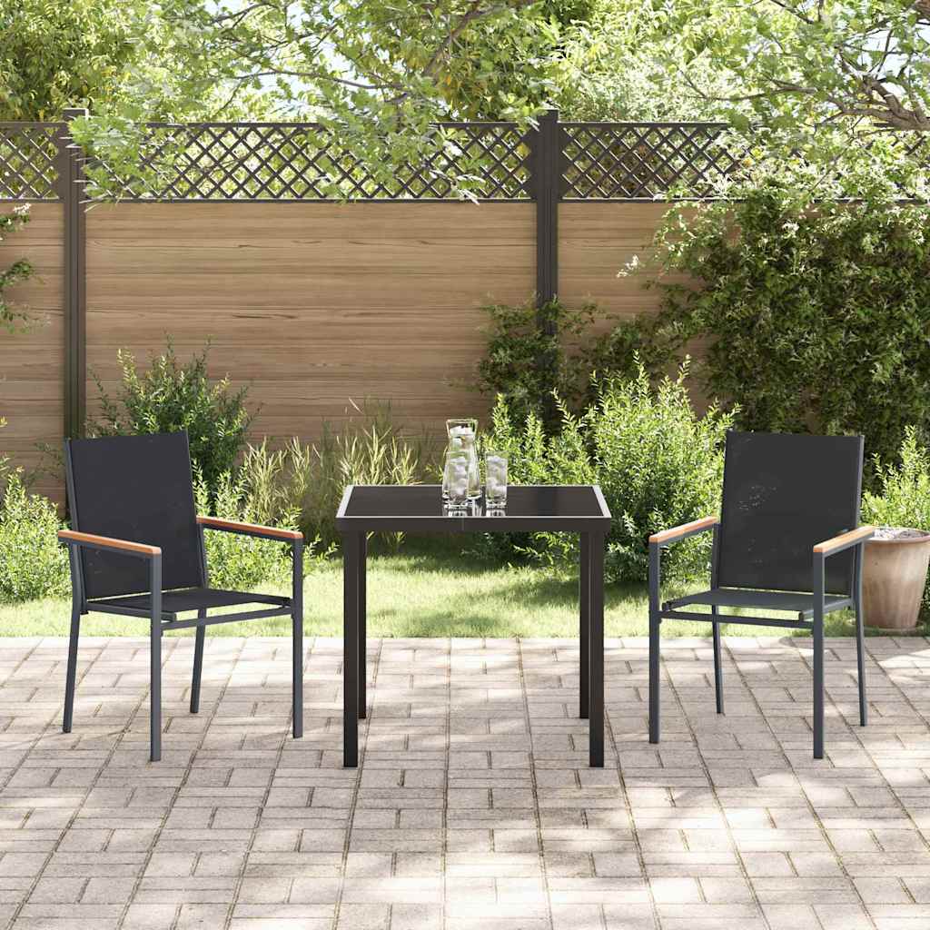 vidaXL Garten Essgruppe 3 pcs Schwarz Pulverbeschichteter Stahl