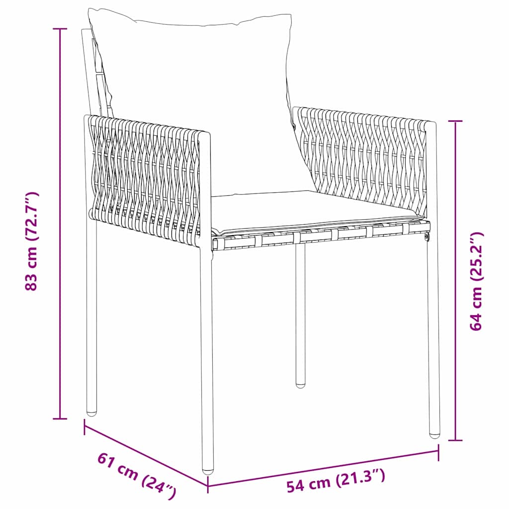 vidaXL Garten Essgruppe 3 pcs Braun Poly Rattan