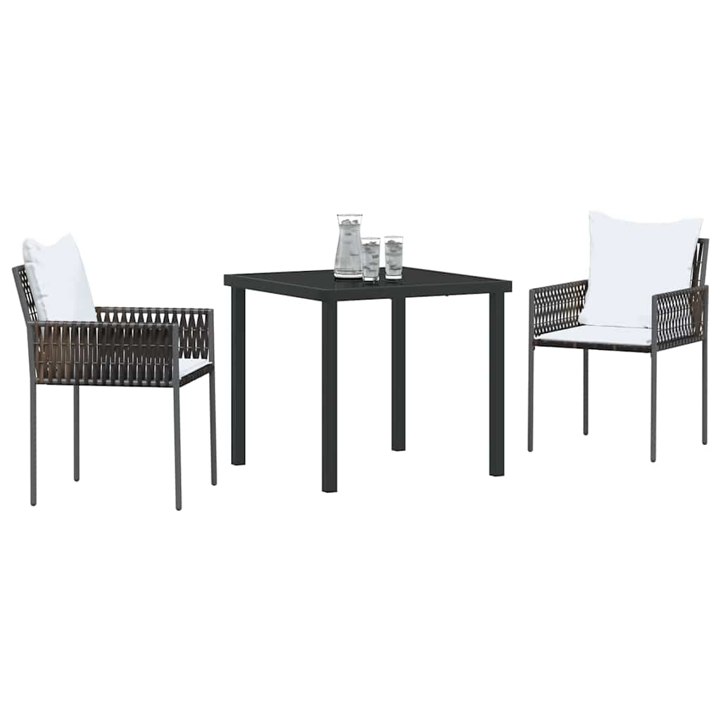 vidaXL Garten Essgruppe 3 pcs Braun Poly Rattan