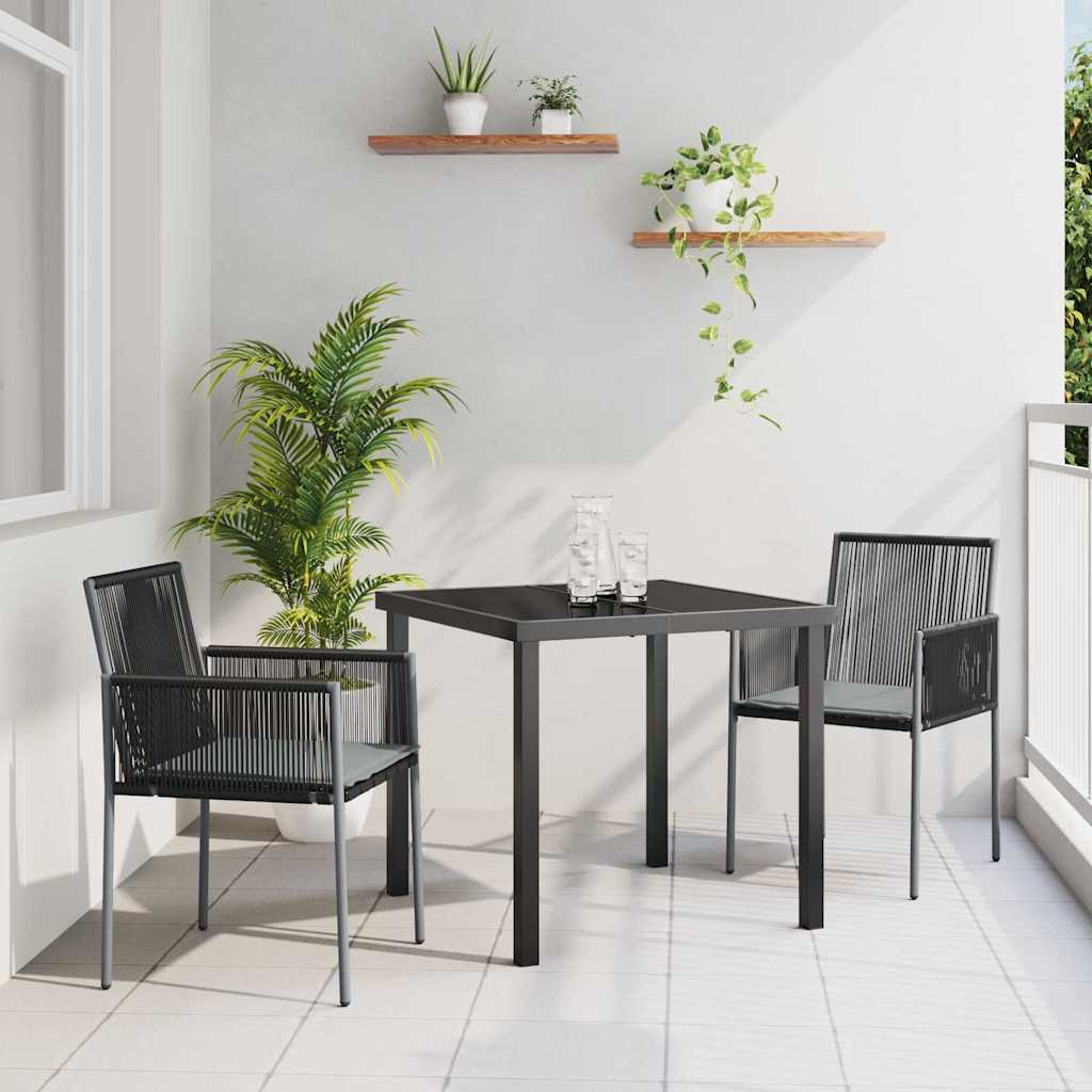 vidaXL Garten Essgruppe 3 pcs Schwarz PE-Rattan
