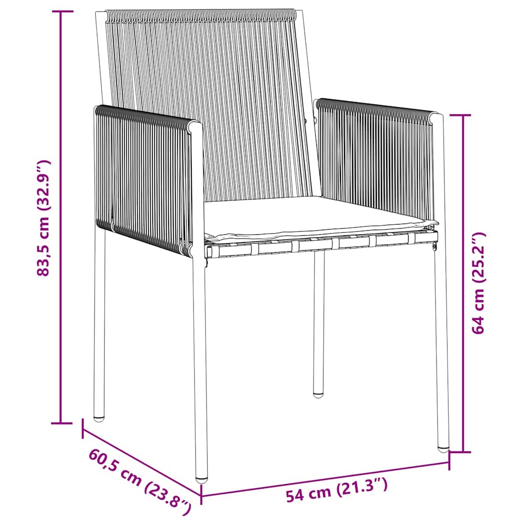 vidaXL Garten Essgruppe 3 pcs Schwarz PE-Rattan