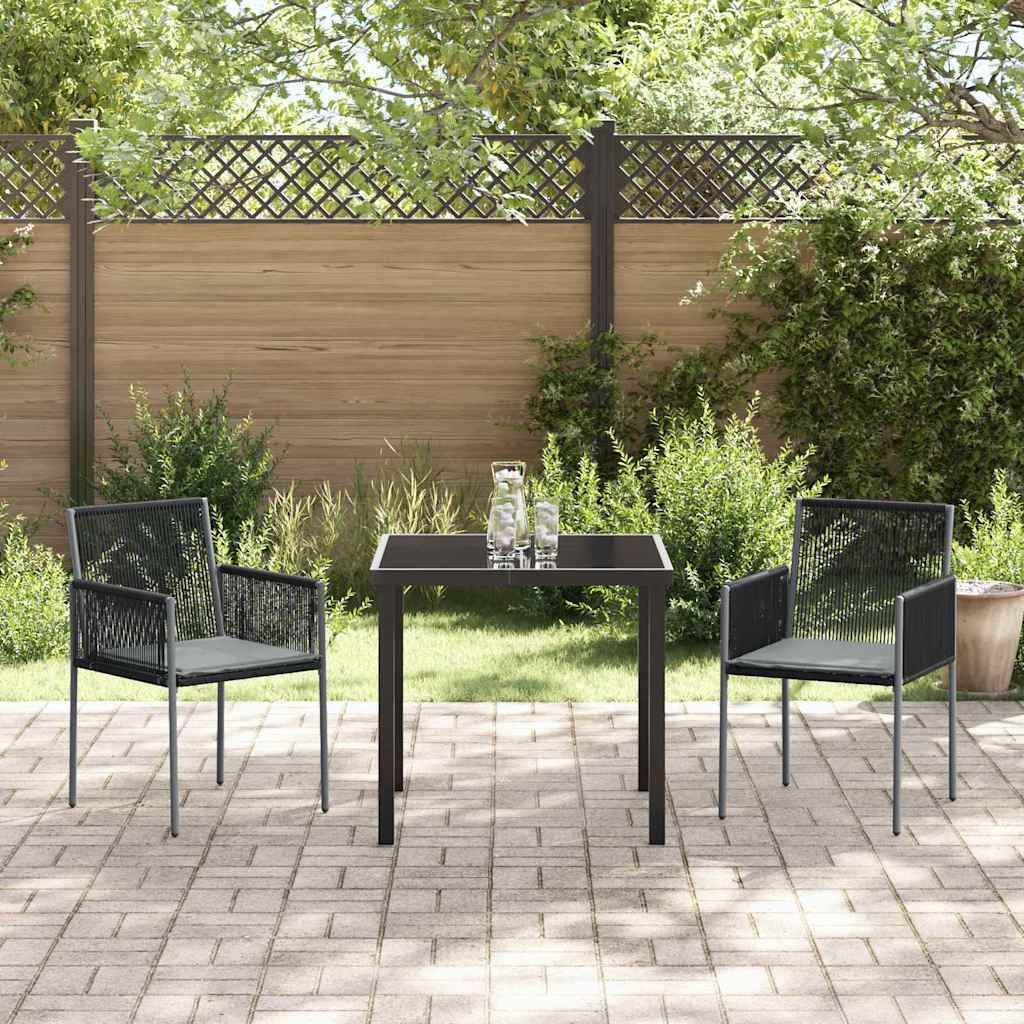 vidaXL Garten Essgruppe 3 pcs Schwarz PE-Rattan