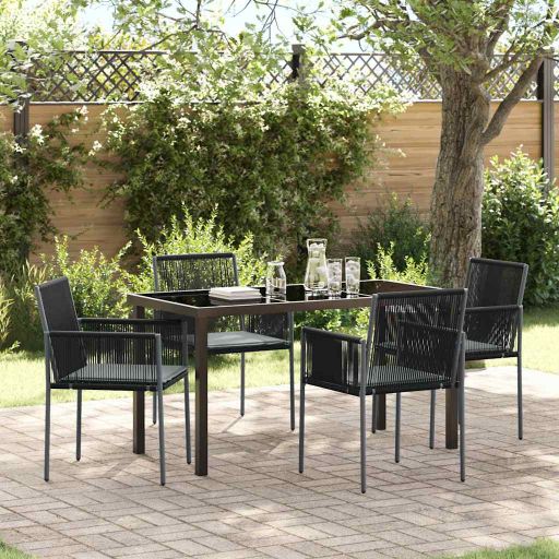 vidaXL Garten Essgruppe 3 pcs Schwarz PE-Rattan