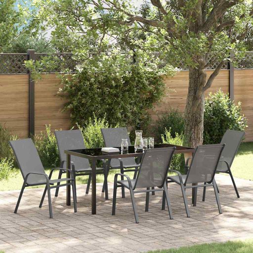 vidaXL Garten Essgruppe 5 pcs Schwarz Pulverbeschichteter Stahl