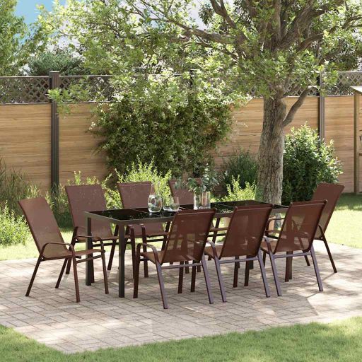 vidaXL Garten Essgruppe 5 pcs Schwarz Pulverbeschichteter Stahl