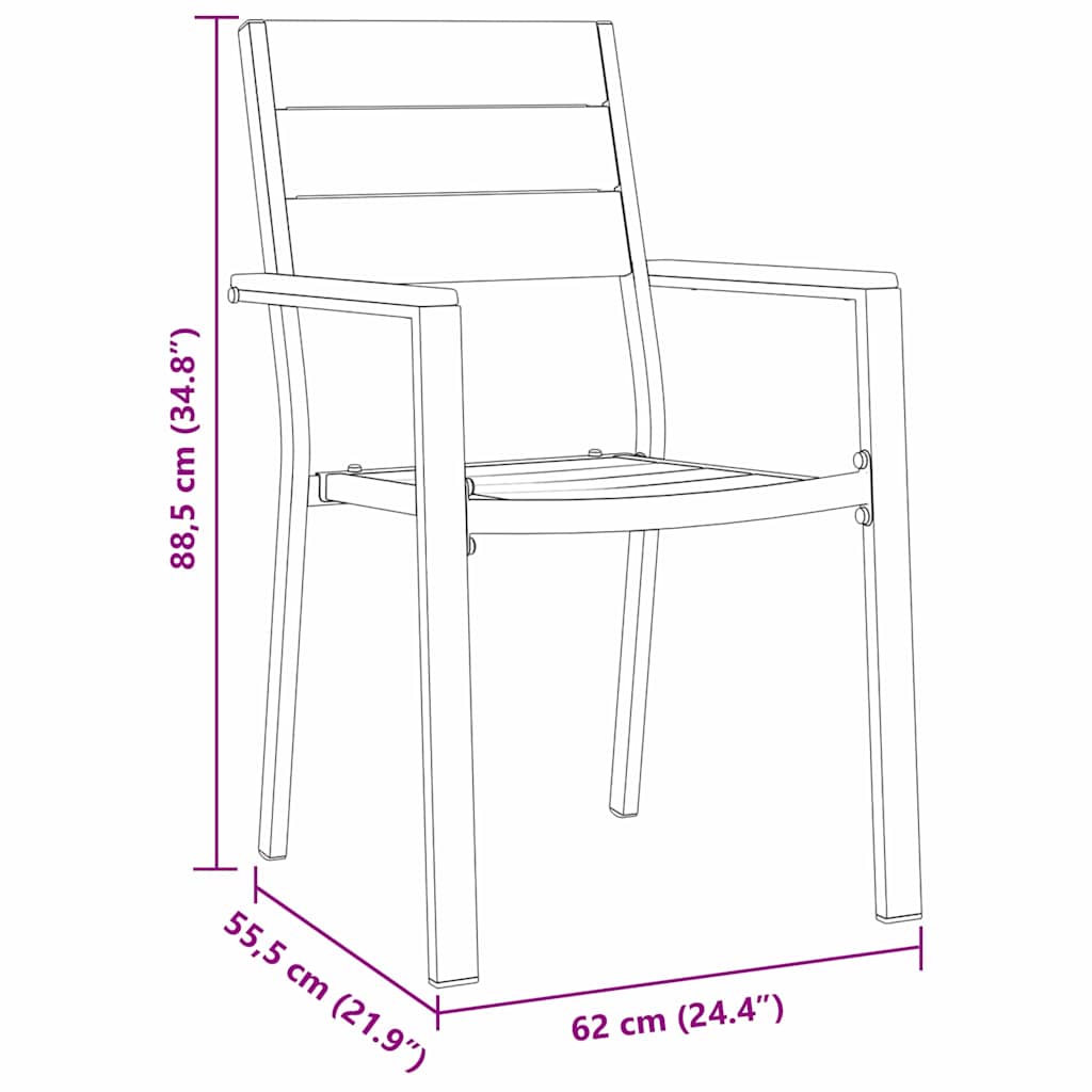 vidaXL Garten Essgruppe 5 pcs Schwarz Pulverbeschichteter Stahl