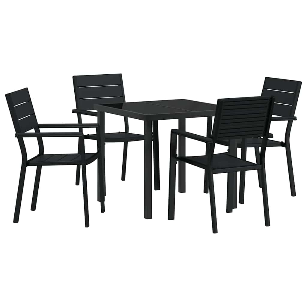 vidaXL Garten Essgruppe 5 pcs Schwarz Pulverbeschichteter Stahl