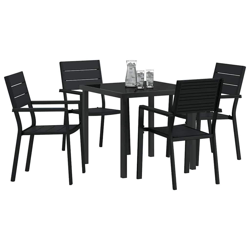 vidaXL Garten Essgruppe 5 pcs Schwarz Pulverbeschichteter Stahl