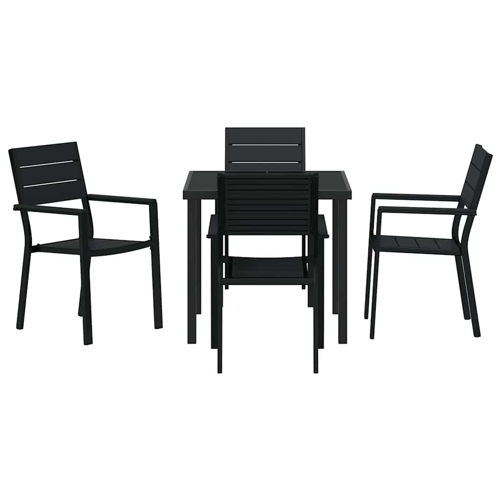 vidaXL Garten Essgruppe 5 pcs Schwarz Pulverbeschichteter Stahl